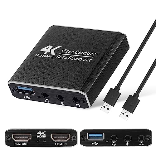 KOQEIEY Video Capture Card 4K HDMI Loop-Out...